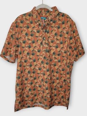 Reyn Spooner Joe Kealohas Hawaiian Performance Shirt M Pineapple Print